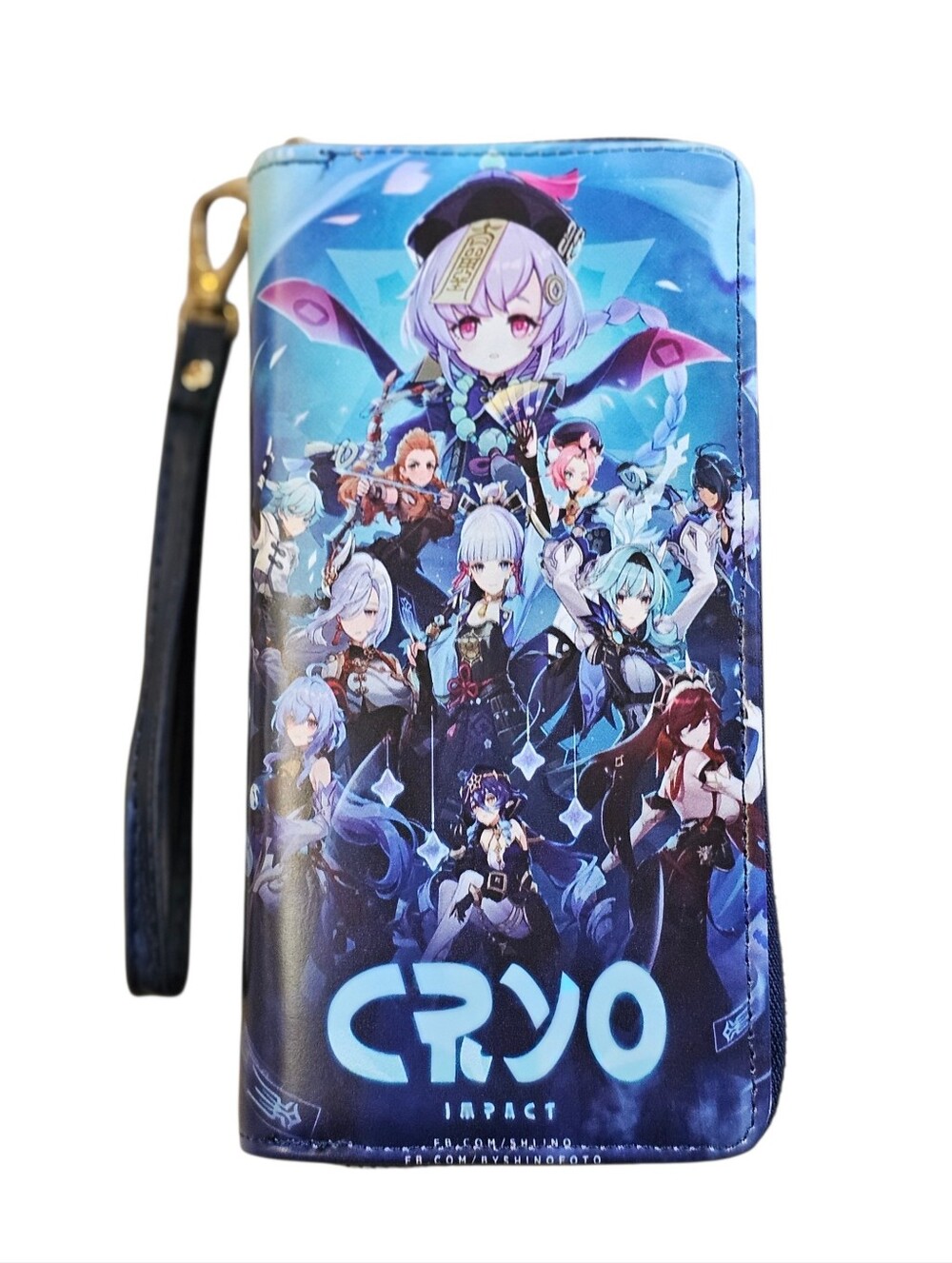 Genshin Impact Ganyu Anime Qiqi Cryo Character Double Zip Wristlet Wallet
